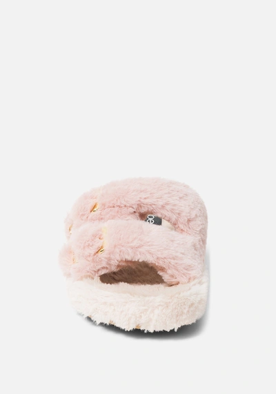 Bebe Fanny Faux Fur Slippers In Pink Grey