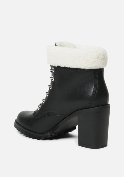 Bebe Kimmberly Lace Up Bootie In Black Faux