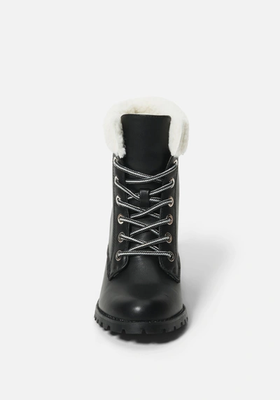Bebe Kimmberly Lace Up Bootie In Black Faux