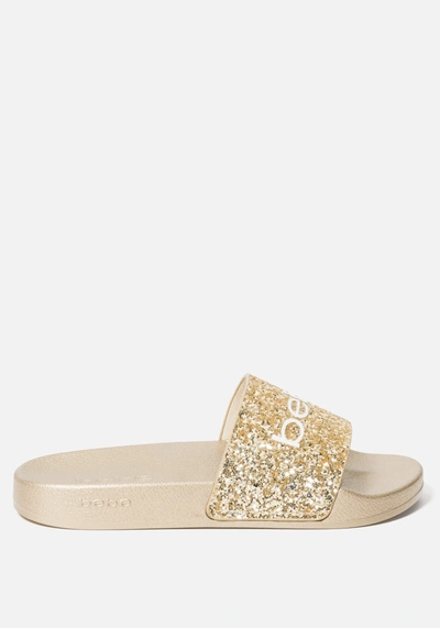 Shop Bebe Fraida Logo Slides In Gold