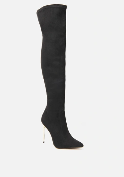 Shop Bebe Valirya Over The Knee Boots In Black Suede