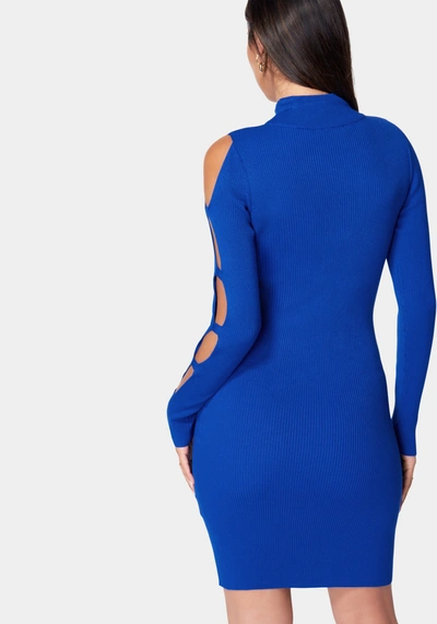 Bebe Cage Sleeve Sweater Dress In Surf The Web