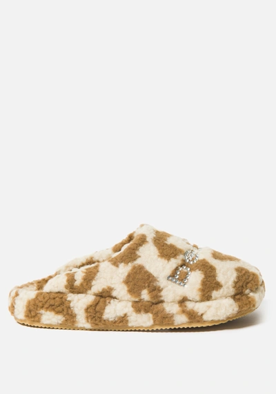 Bebe Molly Faux Fur Slipper In Brown Cow