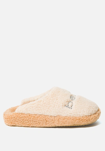 Bebe Molly Faux Fur Slipper In Natural Tan