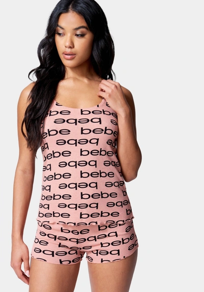 Bebe Logo Cami Short Set In Spice Coral