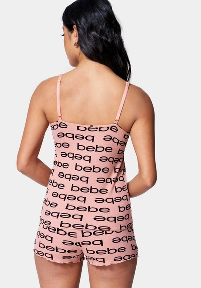 Bebe Logo Cami Short Set In Spice Coral