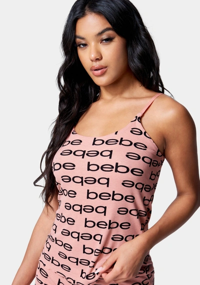 Bebe Logo Cami Short Set In Spice Coral