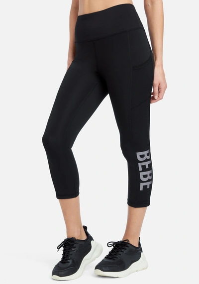 Shop Bebe Sport Net Mesh Capri Legging In Black
