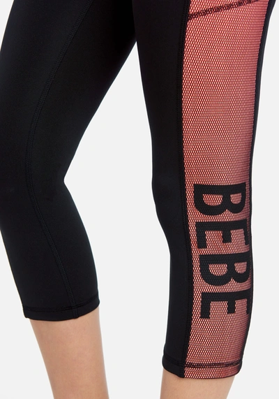 Shop Bebe Sport Net Mesh Capri Legging In Black Neon Mango