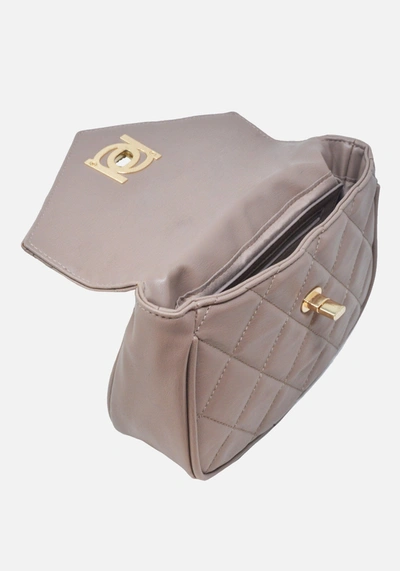 Shop Bebe Wyatt V-flap Shoulder Bag In Taupe