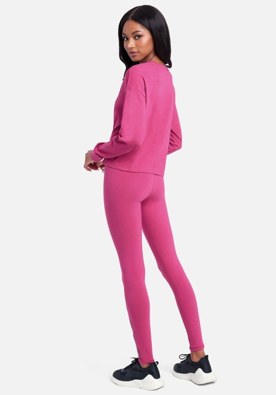 Bebe Sport Sequin Logo Legging In Festival Fuchsia