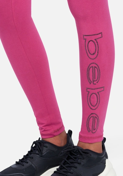 Bebe Sport Sequin Logo Legging In Festival Fuchsia
