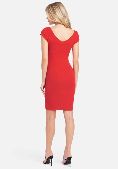 Bebe Short Sleeve Logo Dress In Red