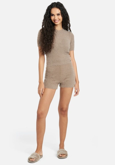 Shop Bebe Soft Yarn High Waisted Sweater Short In Mocha Brown