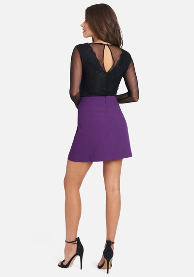 Shop Bebe Stretch Twill Side Ring Detail Skirt In Majestic Purple