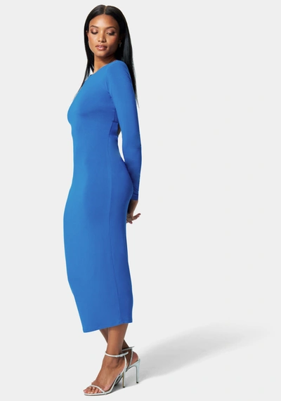 Bebe Open Back Ankle Dress In Blue Lolite