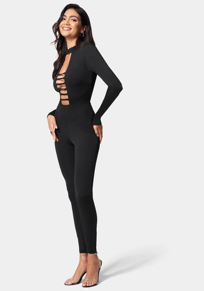 Bebe Bar Detail Jumpsuit In Black