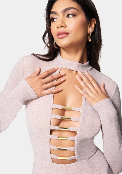 Bebe Bar Detail Jumpsuit In Blush