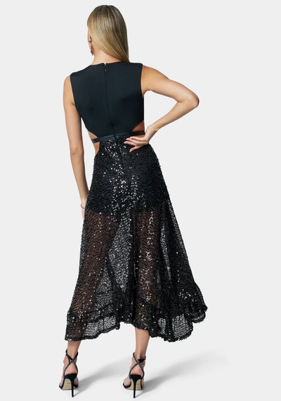 Bebe Sequin Mesh Gown In Black