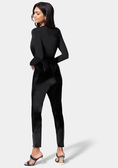 Bebe Patent Pant Catsuit In Black