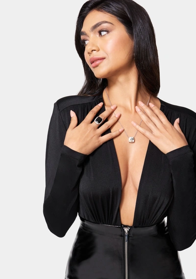 Bebe Patent Pant Catsuit In Black