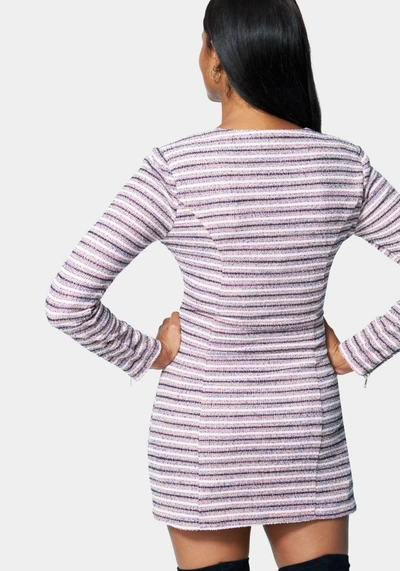 Bebe Zip Front Tweed Mini Dress In Multi