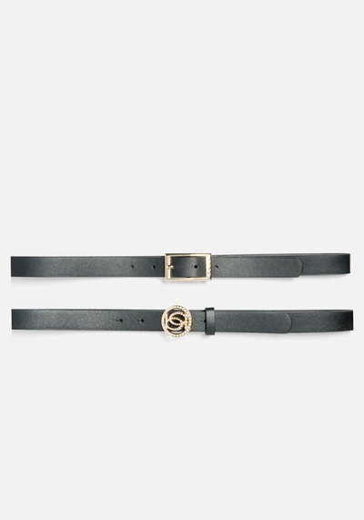 Bebe Thin 2 Pack Belt In Black
