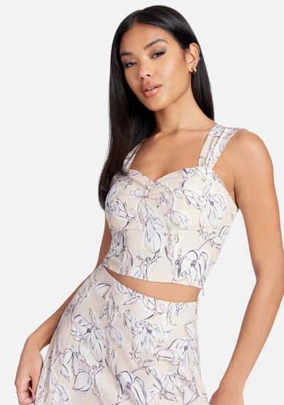 Bebe 2 Piece Printed Top & Skirt In Stencil Floral Print