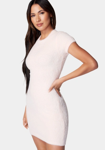 Bebe Eyelash Shirt Dress In Pearl Blush
