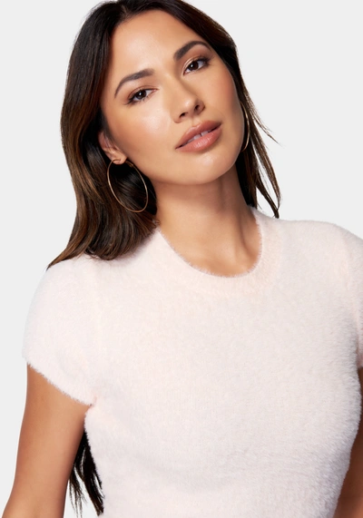 Bebe Eyelash Shirt Dress In Pearl Blush