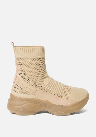Bebe Women's Aspen Perforated Ankle Boots In Nude Flyknit