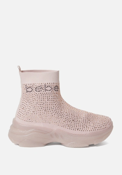 Shop Bebe Myla Sneakers In Blush Fabric