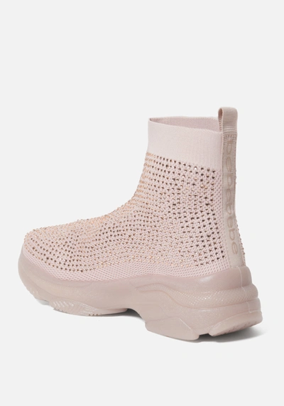 Shop Bebe Myla Sneakers In Blush Fabric