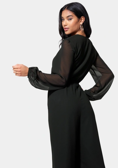 Bebe Tie Front Elastic Waist Jumpsuit In Black
