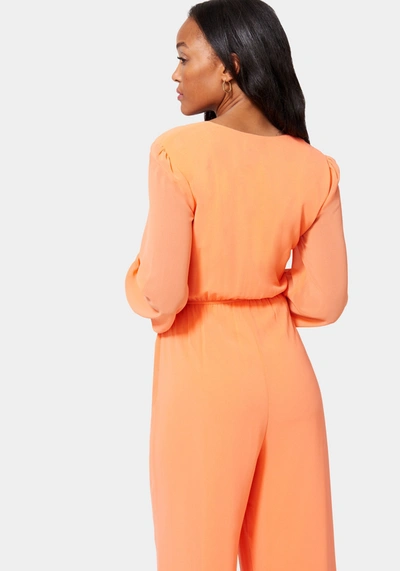 Bebe Tie Front Elastic Waist Jumpsuit In Nectarine