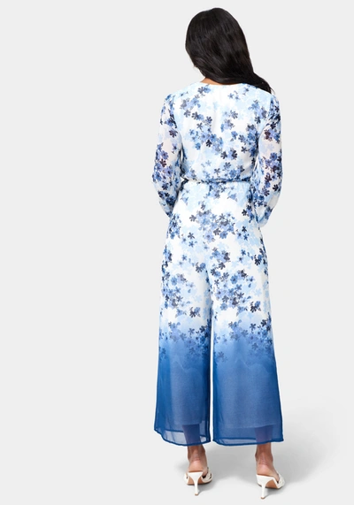 Bebe Tie Front Elastic Waist Jumpsuit In Ombre Floral