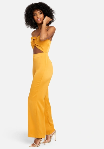 Bebe Cut Out Wide Leg Jumpsuit In Mango