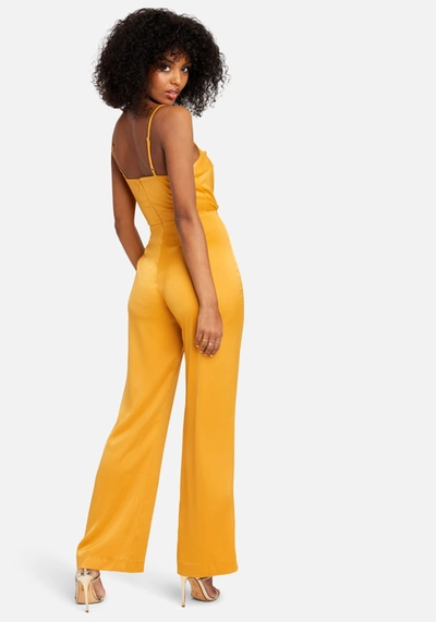 Bebe Cut Out Wide Leg Jumpsuit In Mango