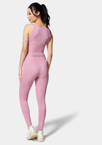 Shop Bebe Logo Embossed Snakeskin Legging In Embossed Orchid