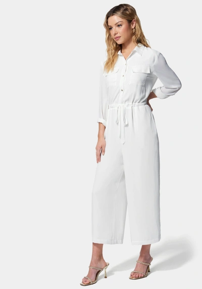 Bebe Utility Pocket Culotte Jumpsuit In Coconut Milk