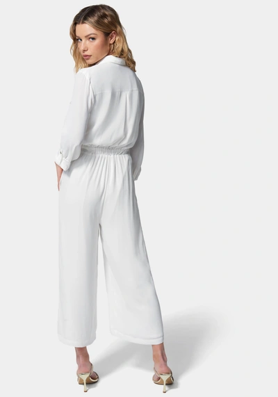Bebe Utility Pocket Culotte Jumpsuit In Coconut Milk