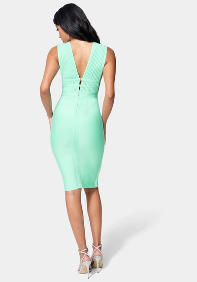 Shop Bebe Plunge Neck Bandage Dress In Beach Glass