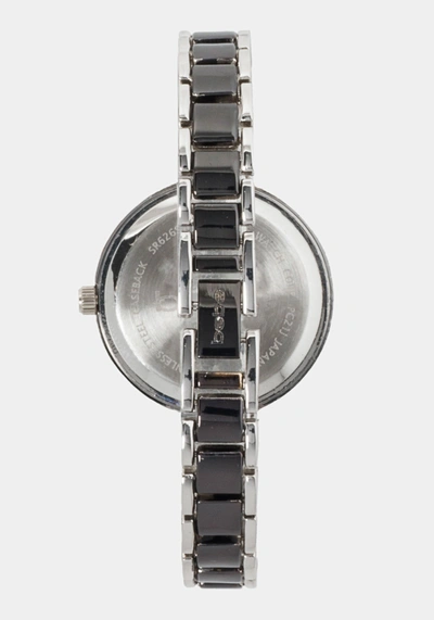 Bebe Silver Two Tone Pave Roman Numeral Watch In Two-tone Silver & Gun Metal