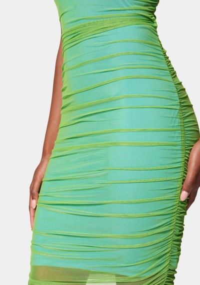 Bebe Shirred Mesh Midi Dress In Scuba Blue,kiwi