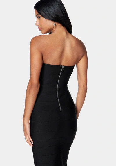 Bebe Bandage Lace-up Strapless Dress In Black