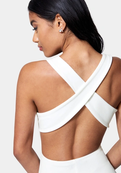 Bebe Cross Back Skater Dress In Coconut Milk