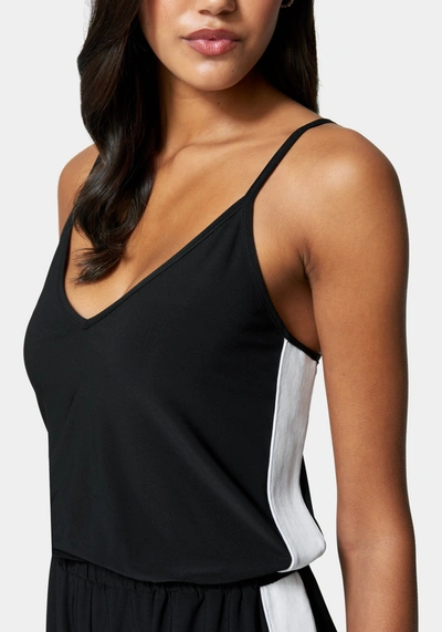 Bebe Side Stripe Knit Romper In Black,white