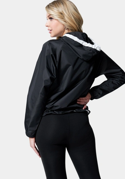 Shop Bebe Logo Sport Zip Hoodie In Black,white