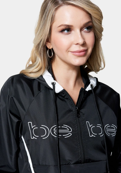 Shop Bebe Logo Sport Zip Hoodie In Black,white