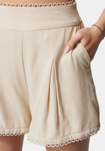 Bebe Metallic Linen Short In Oyster